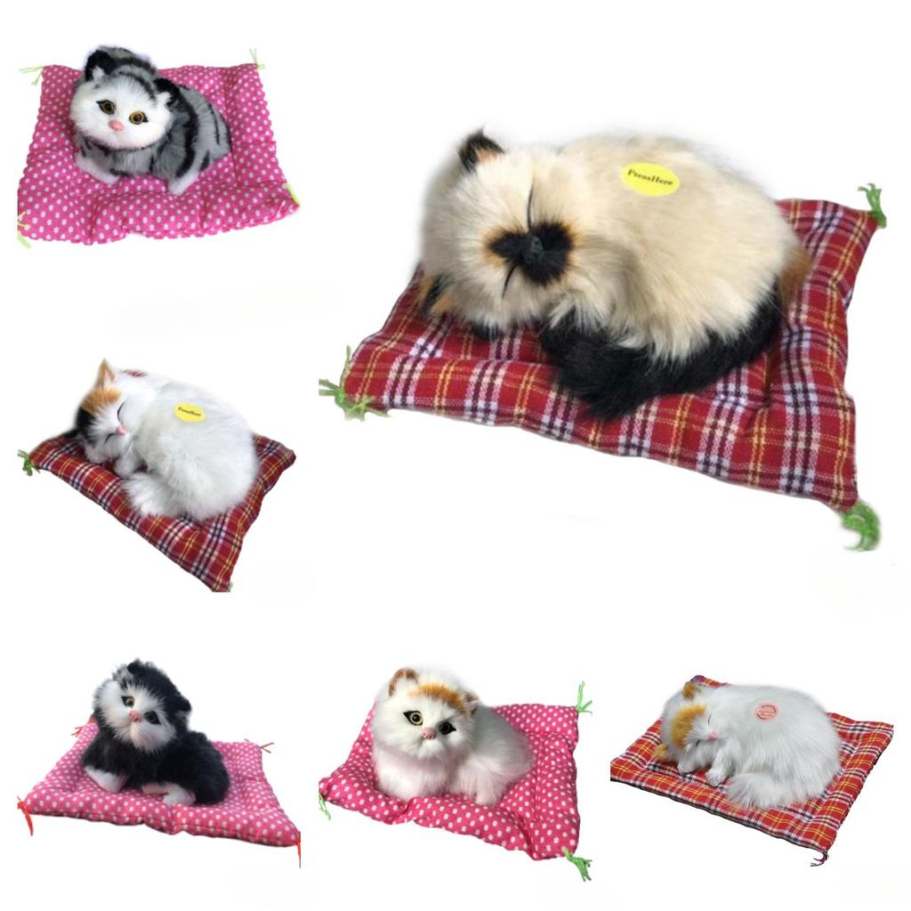 New Simulation Sleeping Cat Animals Display Mold Portable Fake Cat Kittens Doll Ornaments Decoration Kids Gift