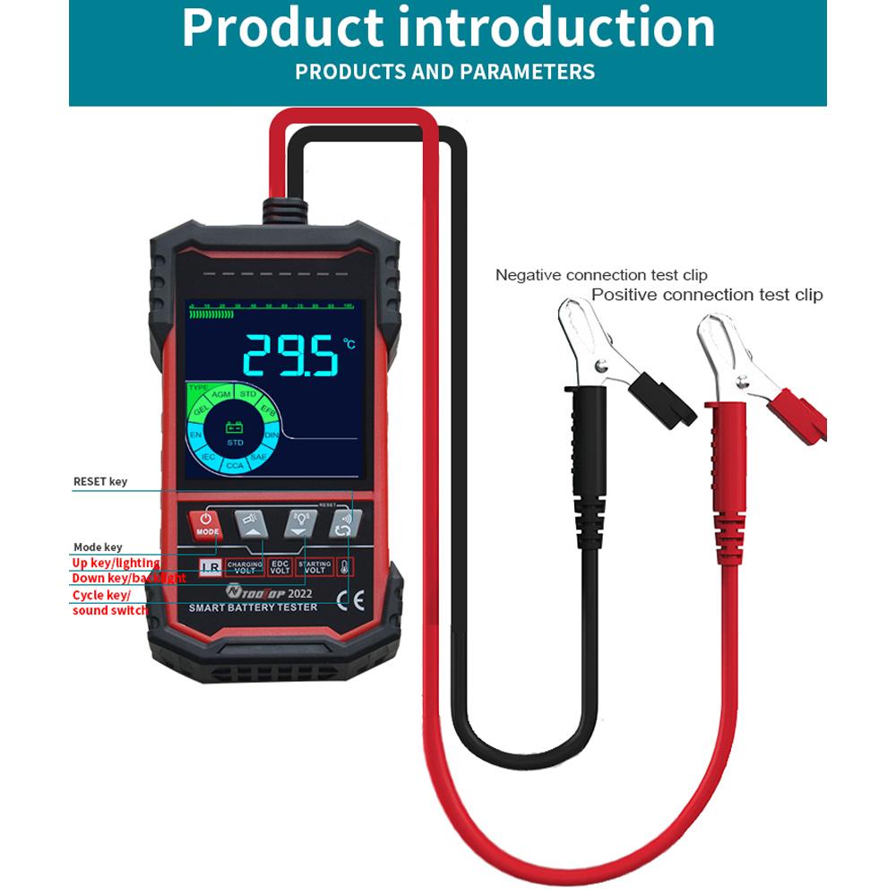 TOOLTOP Intelligent Battery Tester 3.2 Inch Color Screen 12.0V 24.0V Battery Intelligent Selection