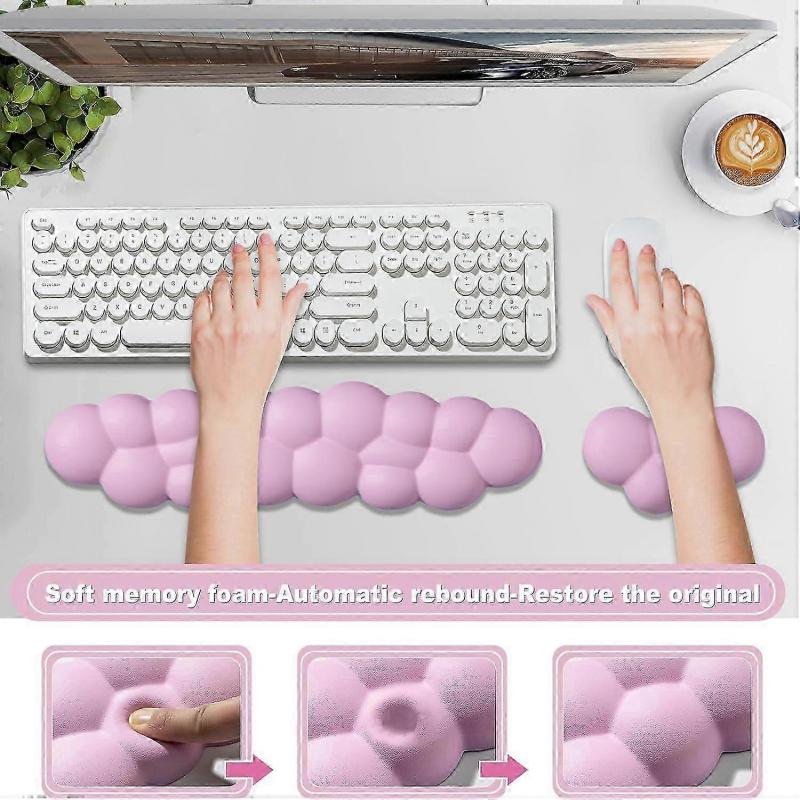 Cloud Keyboard Wrist Rest, Memory Foam Wrist Rest for Computer & Mouse Set, Comfortable Wrist Rest Support for Office Pain Relief