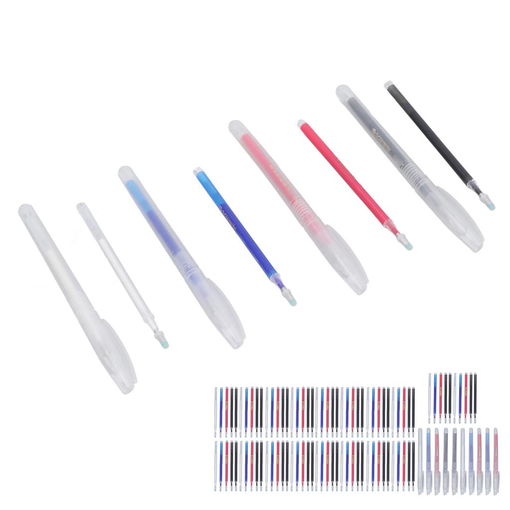 100Pcs Heat Erase Pens Erasable Smoother Writing Various Colors Fabric Marking Pens with 10 Pen