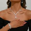Women's Shiny Geometric Rhinestone Crystal Necklace Choker Chain Bracelet Earrings for Bride Wedding Party Nightclub Jewelry Set
