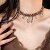 Vintage Brown Maillard Heavy Industries Butterfly Collar Female Niche Design High Sense Choker Personality Leather Necklace