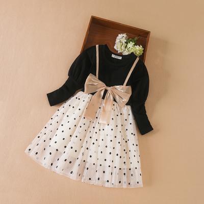 Girls Dresses 2024 Spring Autumn Bow Long Sleeves Princess Dresses Children Christmas Clothing Baby Birthday Wedding Party Dress