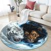 Yin Yang Tiger Lion Round Area Rug,Carpet Rug for Living Room Bedroom Sofa Playroom Decor,Non-slip Floor Mat