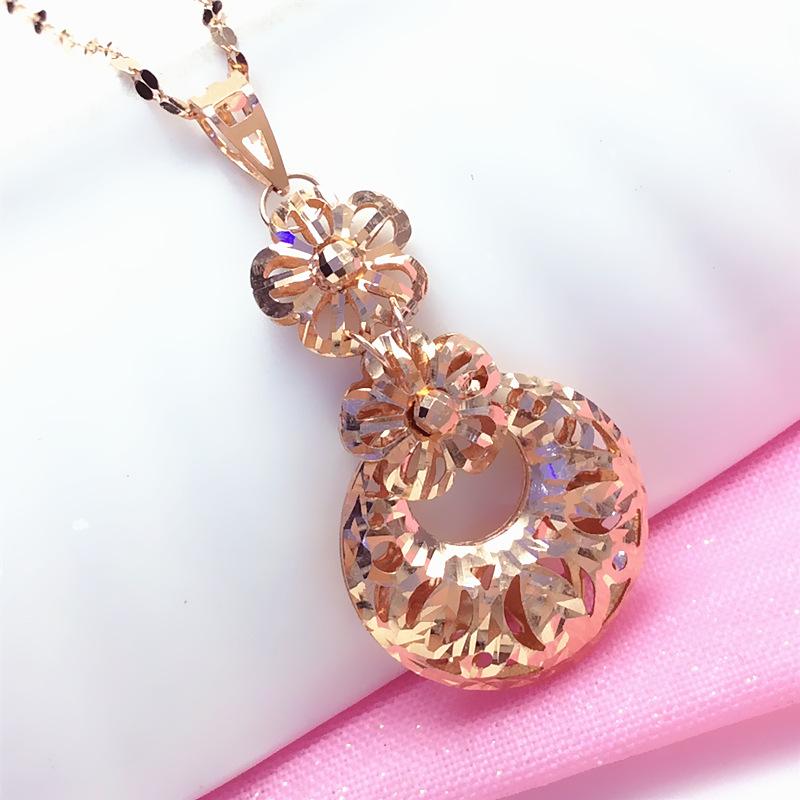 Exquisite Russian Purple Gold Flower Pendant, Rose Gold Plated, Shiny Hollowed Out, Exquisite Personality, High-End Colored Gold Necklace
