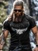 Outdoor Fashion Men's T-shirt with 3D Print of Tribal Style Wolf Pattern, Short Sleeve, Fitness and Sports Round-neck Top