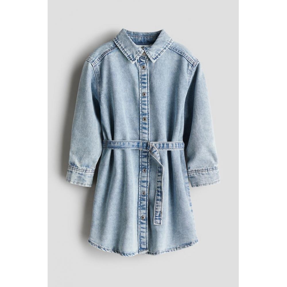 

Джинсовое платье-рубашка HM Светло-джинсовый синий