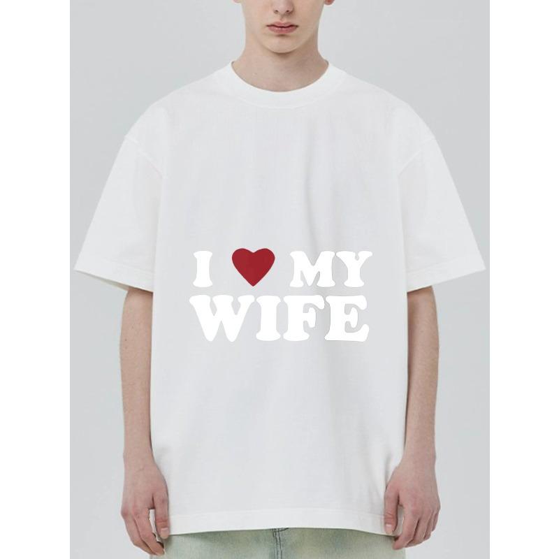 I Love My Wife T-Shirt Black Heart and Text Print for Couples Valentine Day Gift