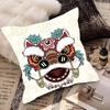 Classic Traditional Dancing Lion Animated Cartoon Pillow Case Fashion Square Pillowcase Bedroom Sofa Room Ins Decoration Leisure