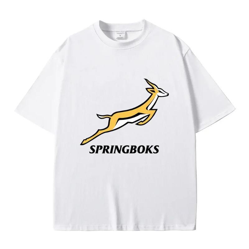 ציוד מעריצים של נבחרת הרוגבי Springbok מרצ'נדייז חולצת טי מותג אופנה גברים נשים חולצת טי מכותנה טהורה אופנת גברים חולצות טי אוברסייז קז'ואל