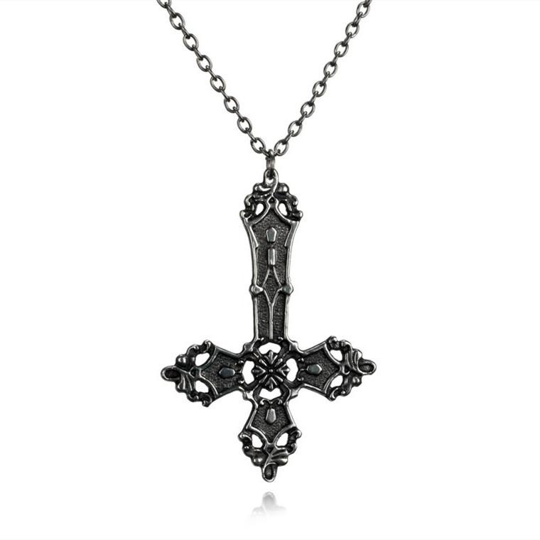 Vintage Baroque Gothic Cross Pendant Bohemian Alloy Necklace For Women