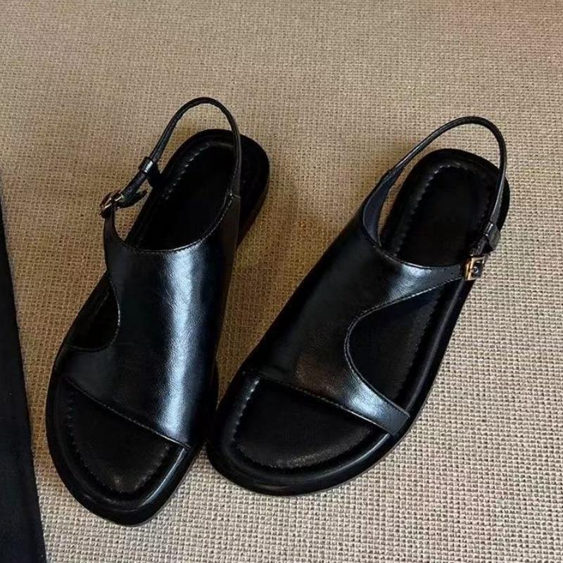 

Краткие сандалии-гладиаторы Ретро сандалии ручной работы Летние новые из спилка с открытым носком Женские балетки Повседневные удобные женские сандалии 40 чёрный