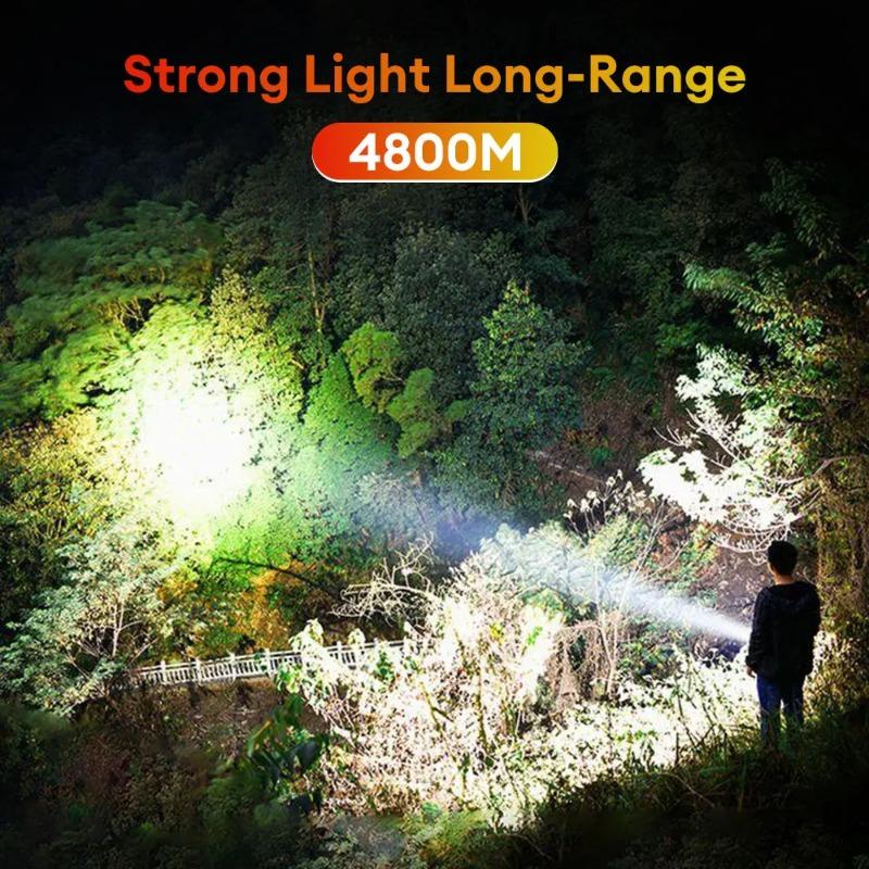 Strong Light Flashlight LED Power Display Built In Battery Outdoor Long Range Waterproof USB Charging Strong Light Flashlight