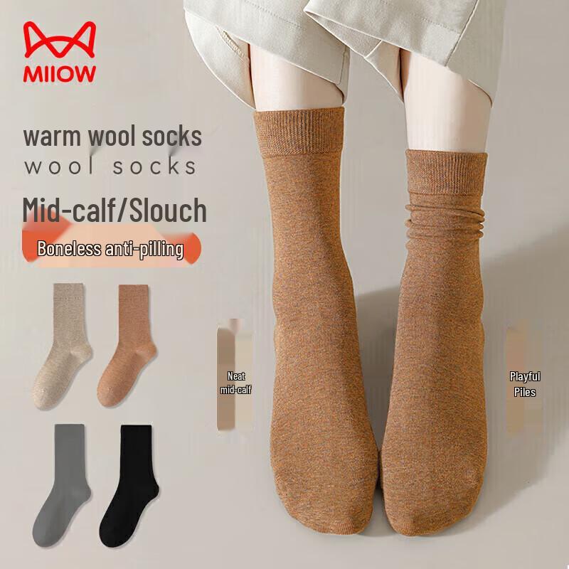 Miiow Women s Wool Blend Mid-Calf Socks (4-Pack) One Size