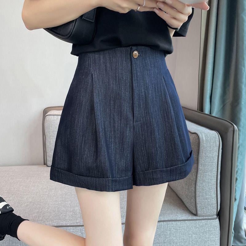Women s Wide-Leg A-Line Tencel Denim Shorts - Korean Style Summer 2026 S (75-90 Jin)