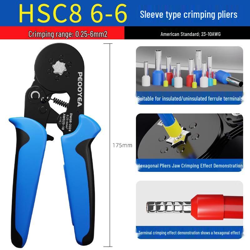 VE-Klemmen-Crimpzangen-Set - HSC8 Hochkohlenstoffstahl Langlebige Elektrikerzangen