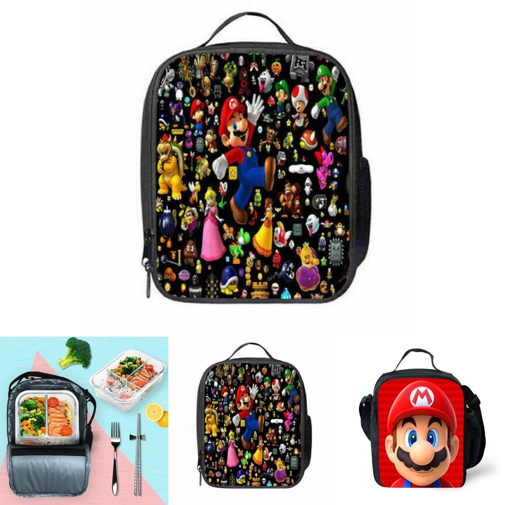 Super Mario Kinder Isolierte Lunchtasche Strapazierfähige Oxford Schulreise Picknicktasche