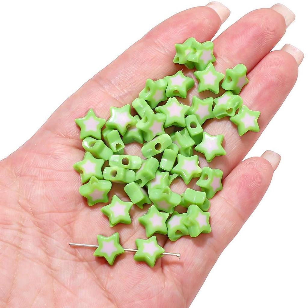 Håndlaget Armbånd Perler Akryl Tofargede Perler Pentagram Løse Perler Håndperlede Perler Halskjede Håndlaget DIY Perlehalskjede Smykketilbehør