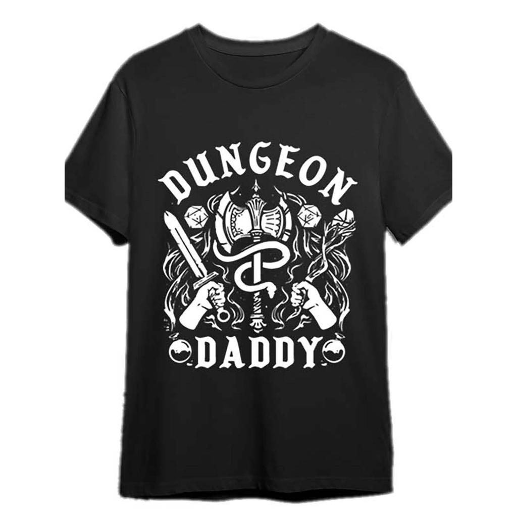 Dungeon Daddy Graphic Tee Mens Short Sleeve Cotton Tshirt Casual Breathable Round Neck Top