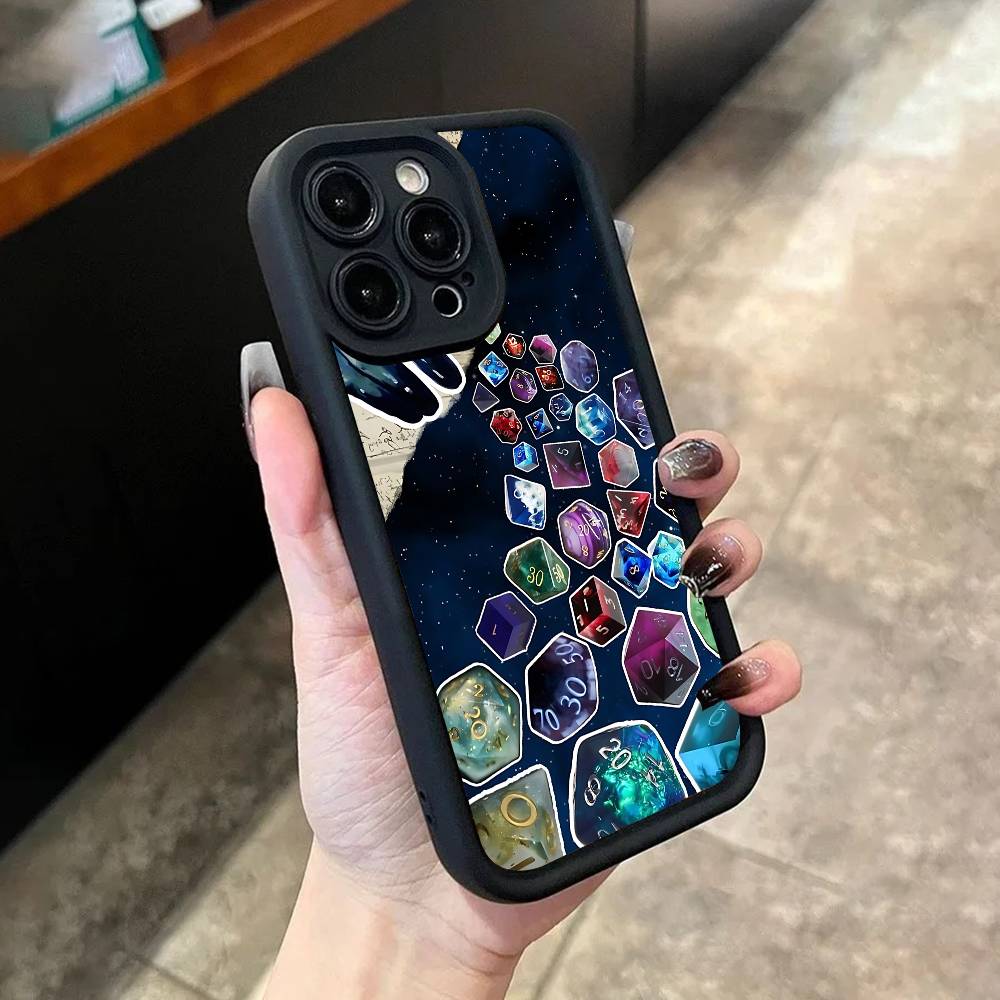D-Dungeons D-Dragons D-DnDS Phone Case For iPhone 17,16,15,14,13,12,11,Pro,Max,Plus,X,XS,SE4,E,Mini Black Thickened border Case
