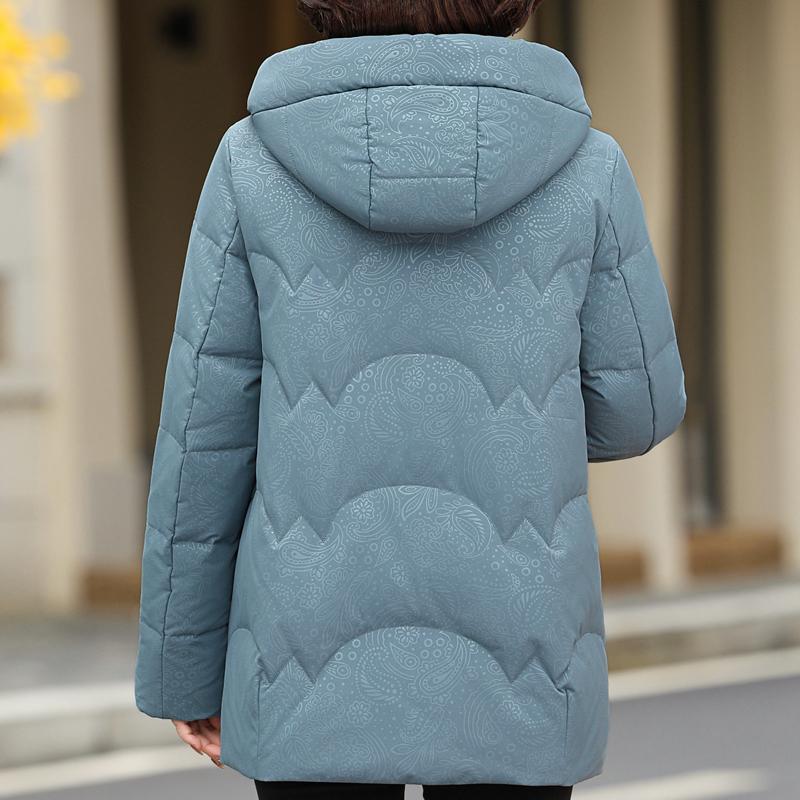 Middle Age Women Winter Short Down Coats Vintage Plus Size Parkas Hooded Elegant Thick Warm Down Jackets Woman Outerwears