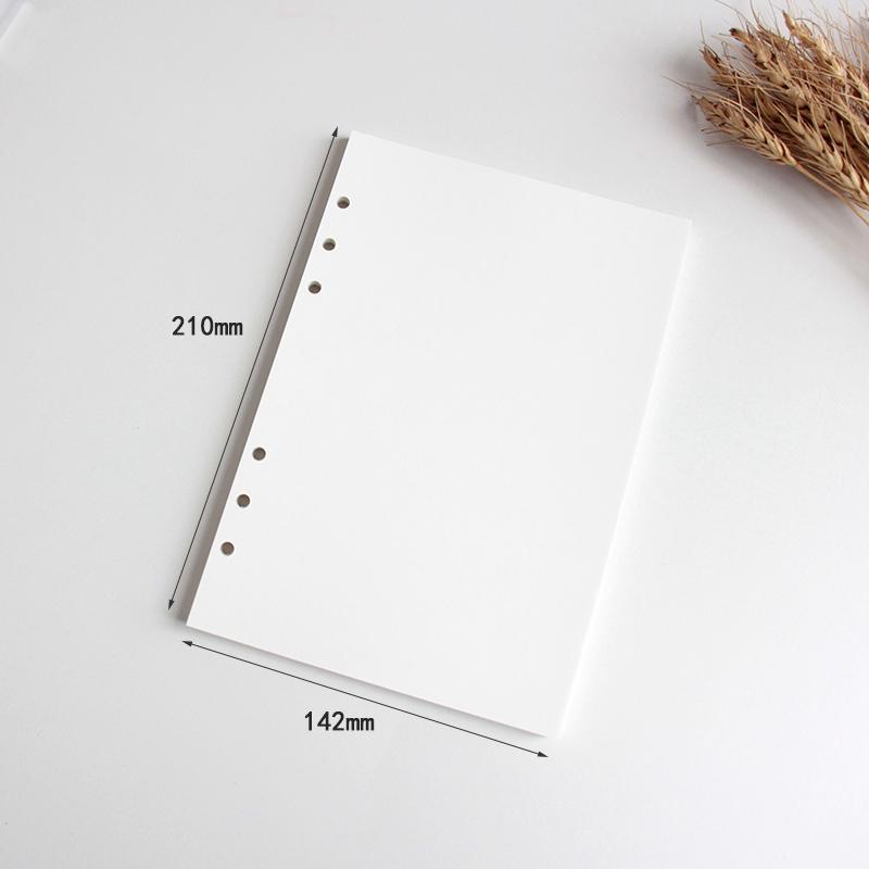 Thickened 120g Blank Loose-Leaf Refill for A6/A7 Travel Stamp Journal Notebook, Six-Hole