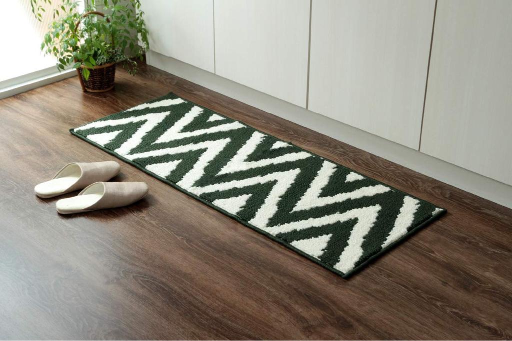 IKEHIKO Kitchen Mat, Bake Green, Approx. 45 x 252 cm, Non-Slip, Washable, Nordic Style #2047439