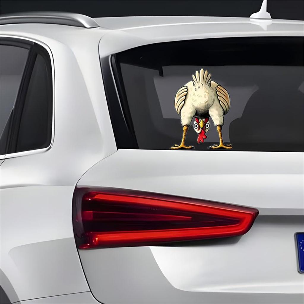 Funny Chicken Vinyl Decal - Funny Farm Animal Sticker For Car Window