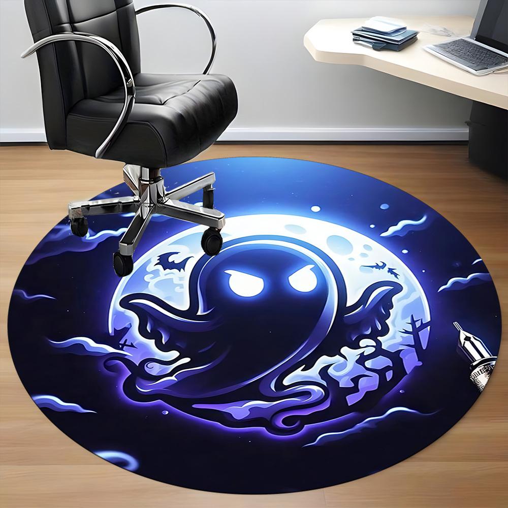 1pc Moon Ghost Office Round Area Rug, Under Office Chairs Bedroom Living Room Home Decor, Room Deco, Available In Various Sizes