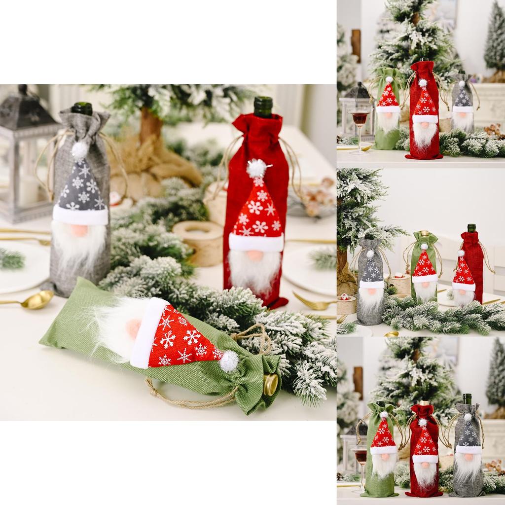 Adorable Forest Santa Burlap Wine Bottle Holder For Joyful Christmas Celebrations