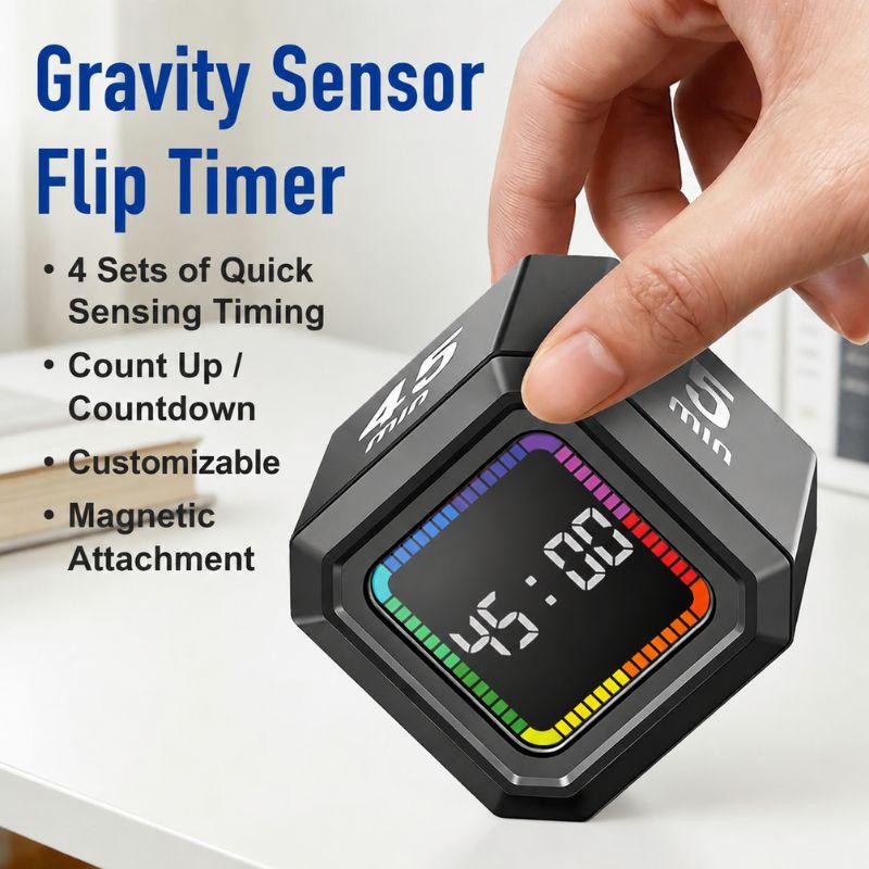 Silent Gravity Flip Visual Timer Digital Countdown Reminder Self Discipline Fitness Timer Baking Study Counter3