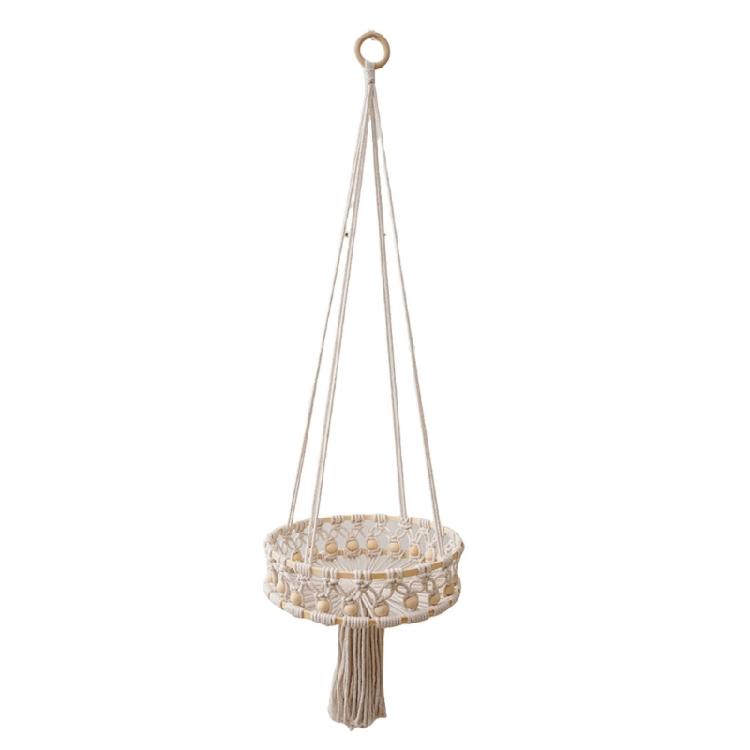 Sturdy Cotton Handwoven Hanging Storage Baskets Stylish Kitchen Organizers Portable for Fruit and Vegetable Display