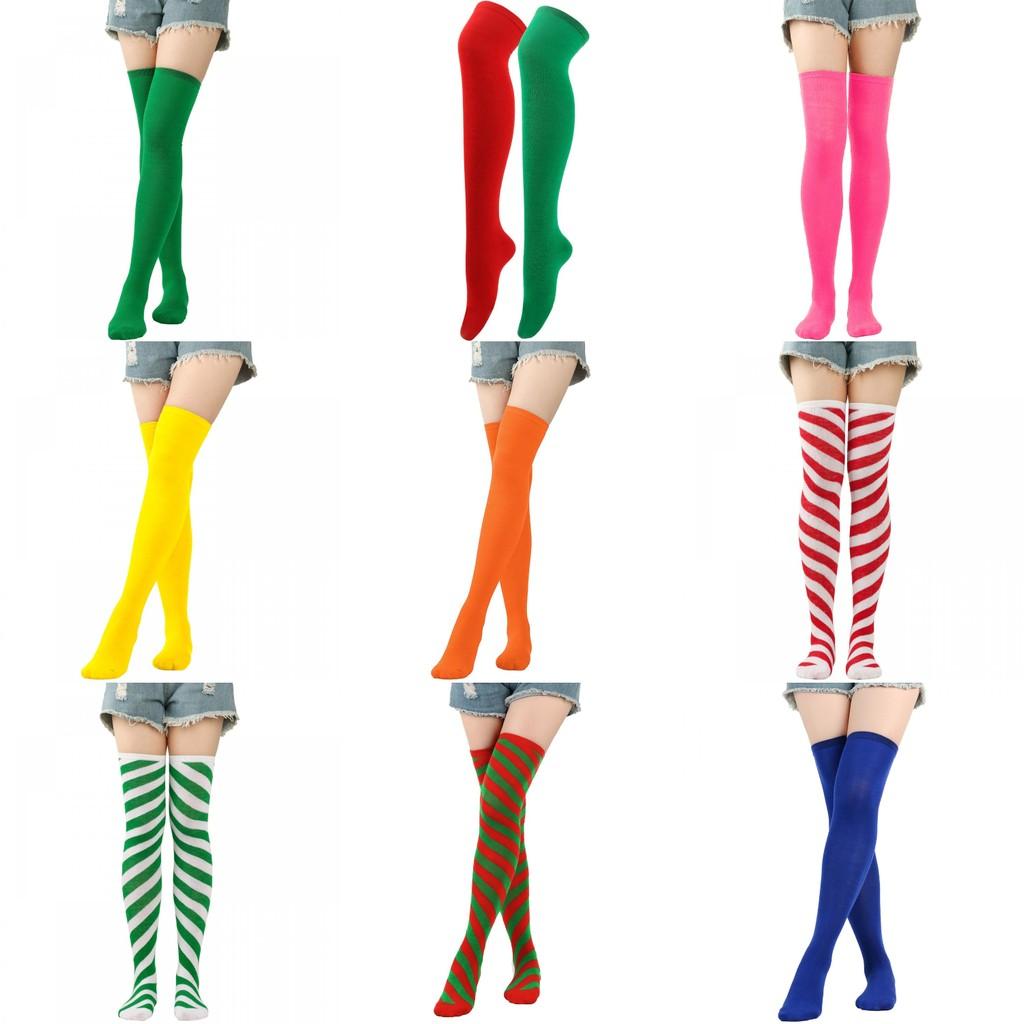 Colorful Costume Christmas Knitted Over The Knee Stockings Decoration Fashion