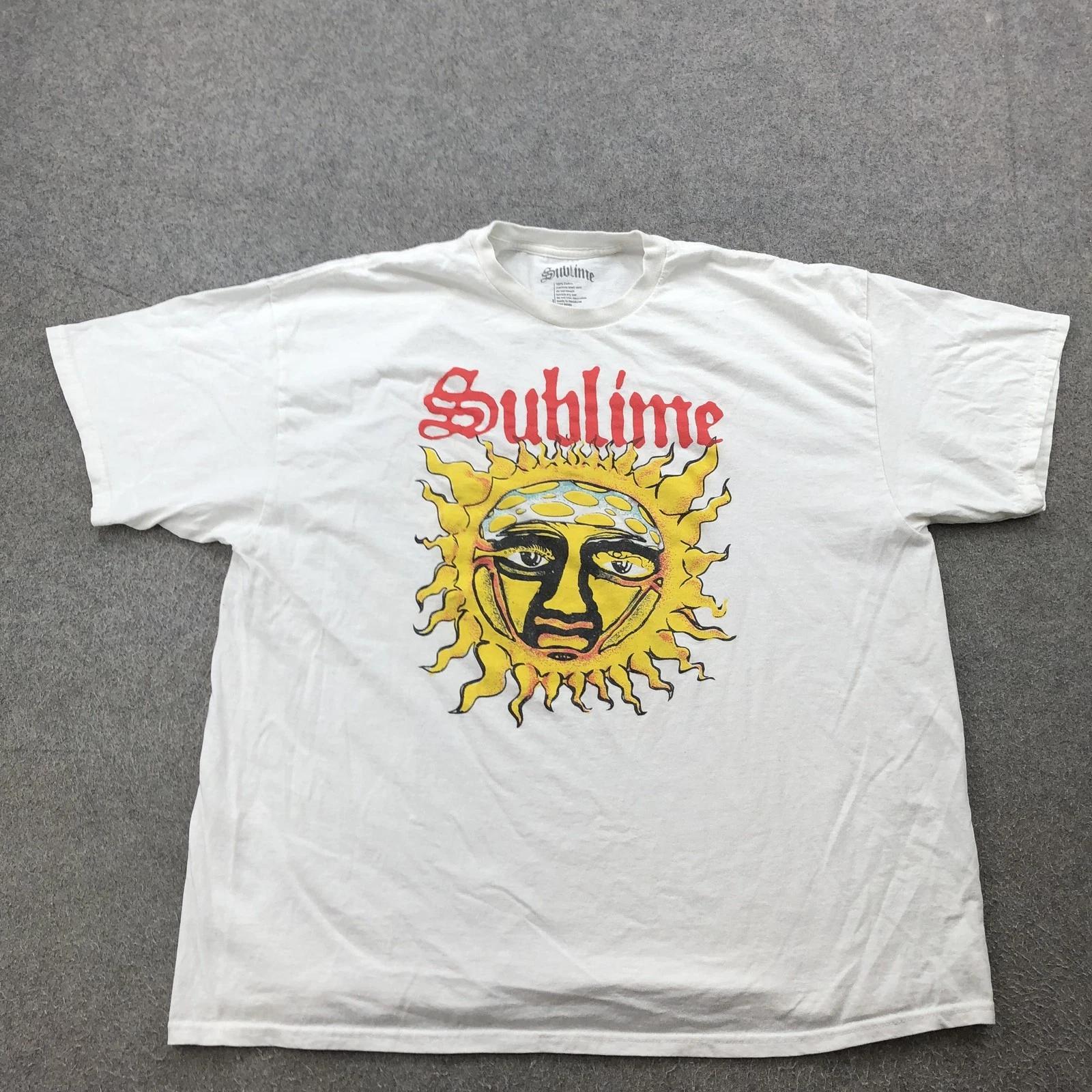 

Потрясающая рубашка мужская 2XL Белая Футболка с принтом Sun Band Стиль 90-х Рок-музыка Концерт 4XL