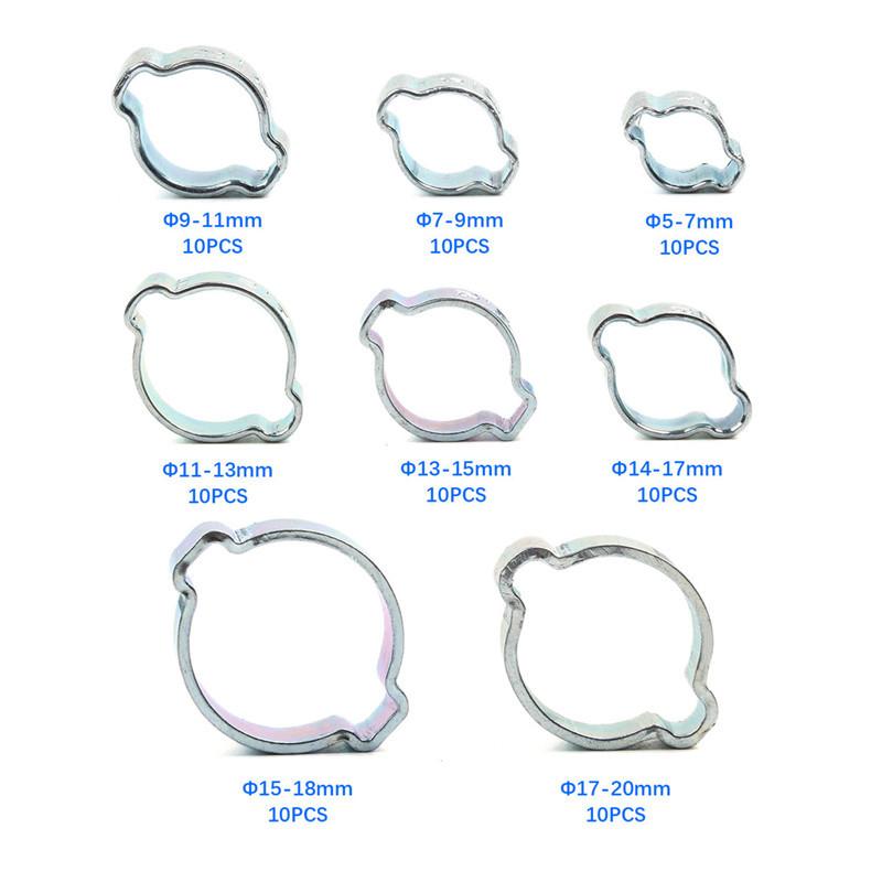 

10Pcs Hose Clamp 5-20mm Double Ears House Clamp Worm Drive Fuel Water Hose Pipe Clamps Clips Hose Fuel Clamps 8 Sizes 5-7mm