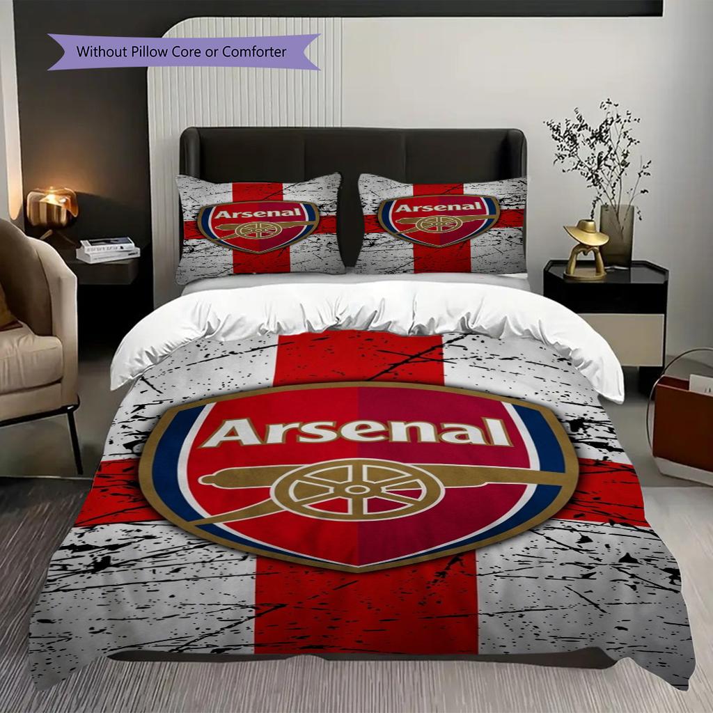 "Arsenal F.C. Gunners Emblem" Three-piece Set (1 * Duvet Cover + 2 * Pillowcase, Without Core) 2DFlat Duvet Cover and Pillowcase Soft and Comfortable