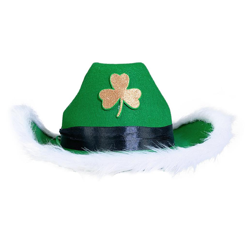 Unisex St. Patrick's Day Green Trimmed Rattan Cowboy Hat