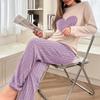 Autumn & Spring Ladies' Love Pajamas: Two-Piece, Long Pants & Long Sleeve, Loose, Comfortable Homewear