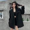 Cappotto Premium Nero Oversize dal Design Unico per Donna, Blazer Top Chic Street Fashion Taglia Piccola con Sensazione di Alta Gamma