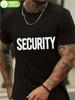 T-shirt di Sicurezza in Cotone Nero con Stampa "Security" Grande Davanti e Dietro - Traspirante Vestibilità Regolare T-shirt Casual per Attività all'Aperto