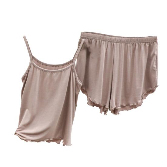2 Teile/satz Camisole Shorts Set Rückenfreies Schlafen Gemütliche Chic Einfarbig Sling Top Shorts Nachthemd Homewear
