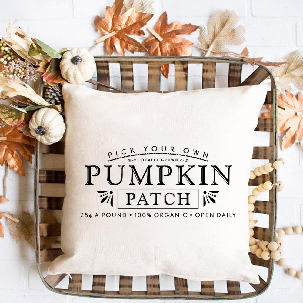 Bauernhof Kürbisfeld Kissenbezug Kissenbezug Dekokissen Bauernhaus Kissen Herbstkissen Herbst Kürbisfeld Deko