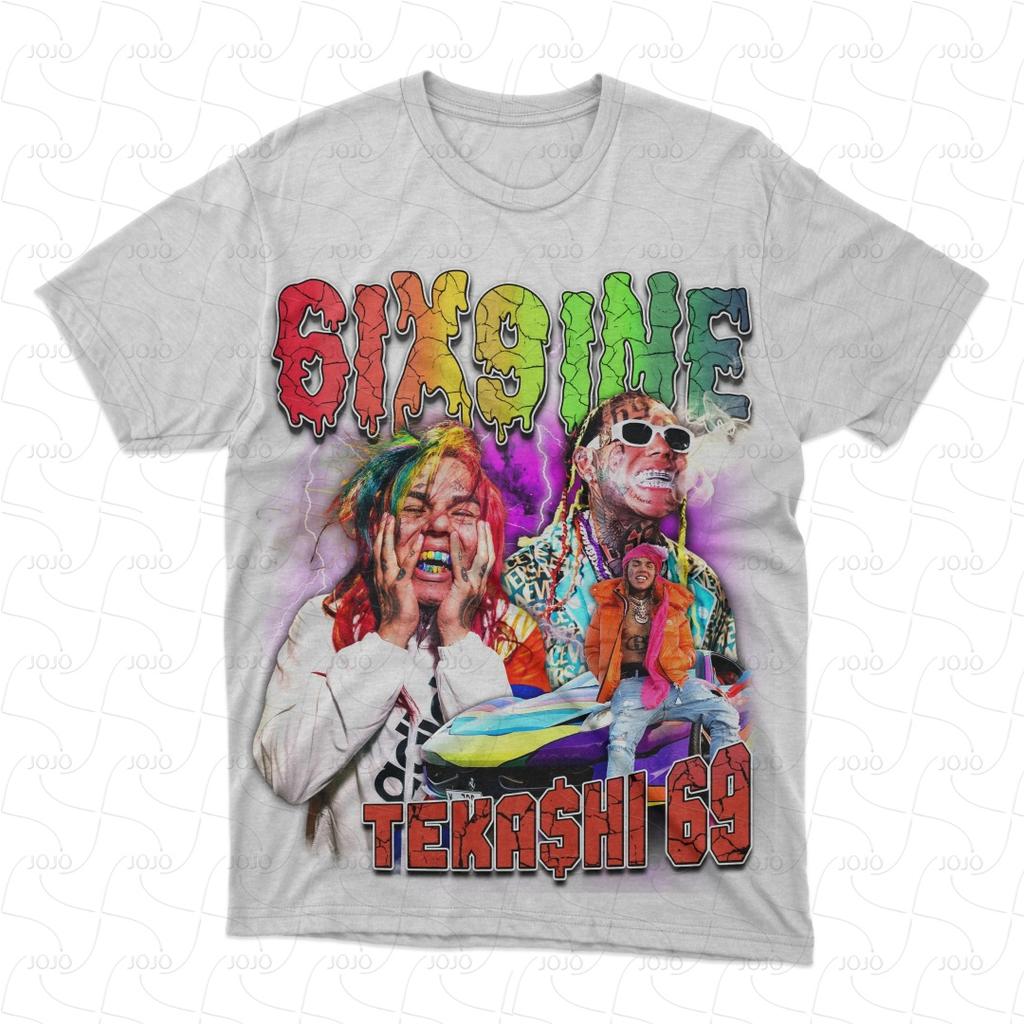 Gangsta Rapper 6ix9ine Retro Graphic Couple T-Shirt Men's Hip Hop 69 Clothing Y2k Unisex Fashion Oversize AJAX Top Gift for Fan