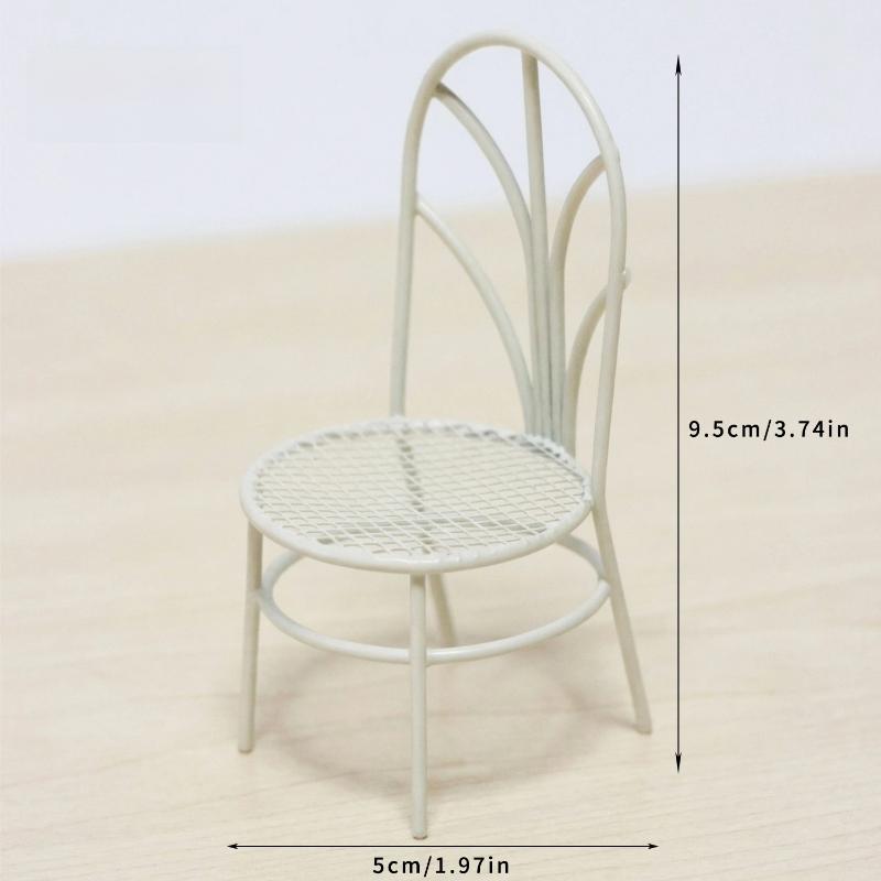 1/3Pcs Dollhouse Garden Display Ornament Prop Accessory Miniature Table Chair Model Tiny Home Decor Iron Furniture