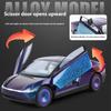 1/24 Stopowy Odlewany Model Samochodu Tesla ROBOTAXI Symulacja Dźwięku i Światła Ozdoba dla Chłopców Zabawki Halloweenowy Prezent