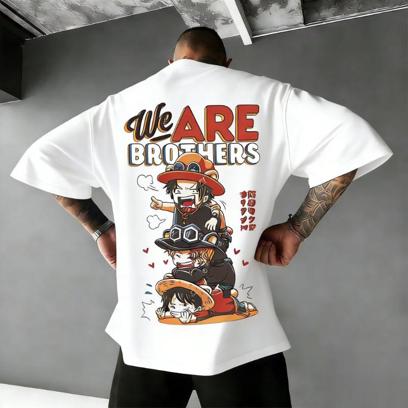 One Piece Ace Luffy Brothers Anime T Shirt Men Women Oversized Cotton Loose Graphic Tee 2026 Summer Streetwear Casual Tops Y2k