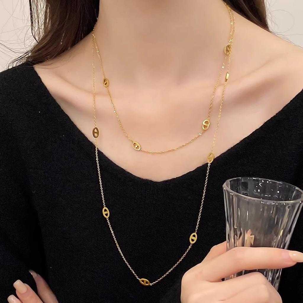 Titanium 120cm Chic Steel Necklace With Unique Pig Nose Design Ideal For Lovers Fashion
