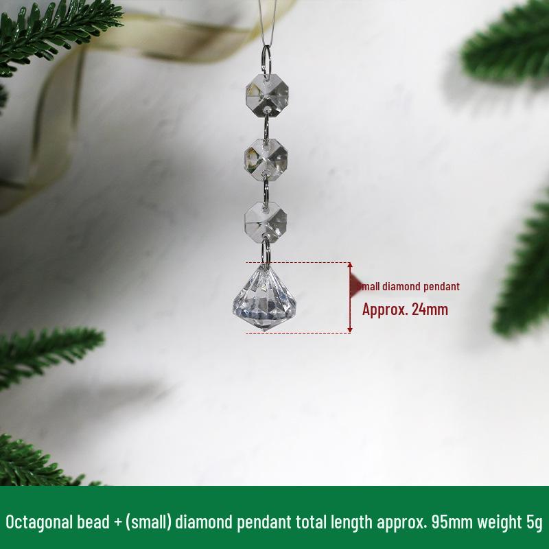 Transparent Acrylic Snowflake Ornament Set with Crystal Bead Strings for Christmas Tree Decoration