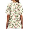 Top Medico a V con Stampa Floreale, Tasche, Spacchi Laterali, Manica Corta, Uniforme da Infermiera per Donna