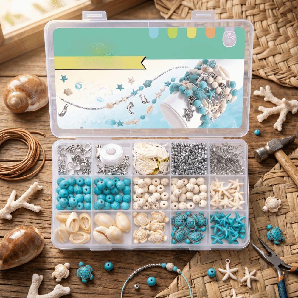 Kit per la Creazione di Gioielli Fai da Te Ispirato all'Oceano Kit per la Creazione di Braccialetti con Perline Multicolore Creazione di Gioielli